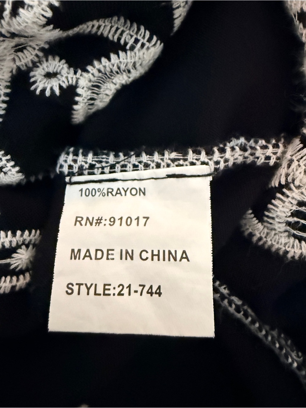 Solitaire Black Blouse with White Floral Lace Motif - Picture 7 of 7